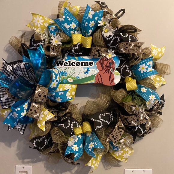 Welcome dachshund wreath